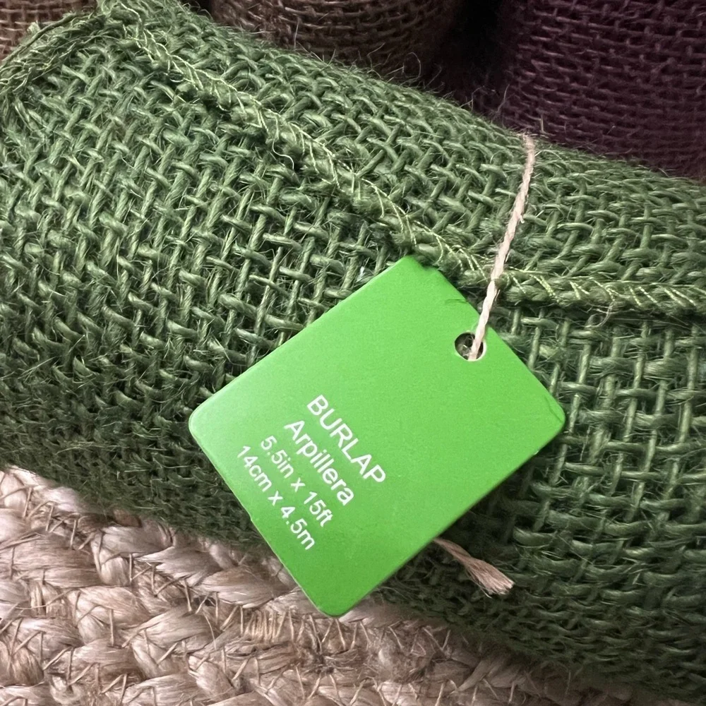 Burlap Ribbon Set - Green, Tan, Brown, Purple, Blue - 6 pieces